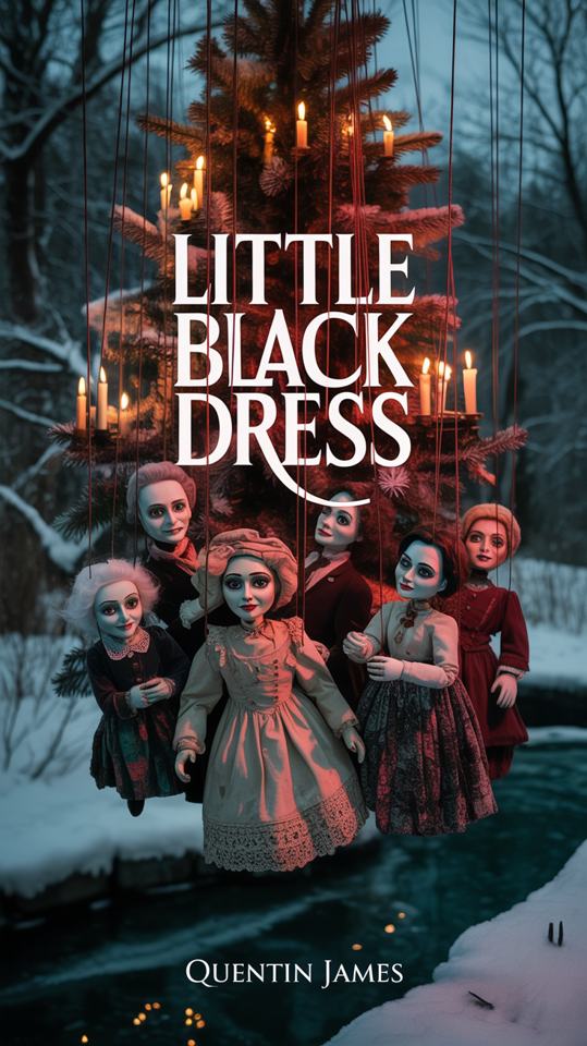 Little Black Dress — AI cover art, theme horror · christmas · marionettes